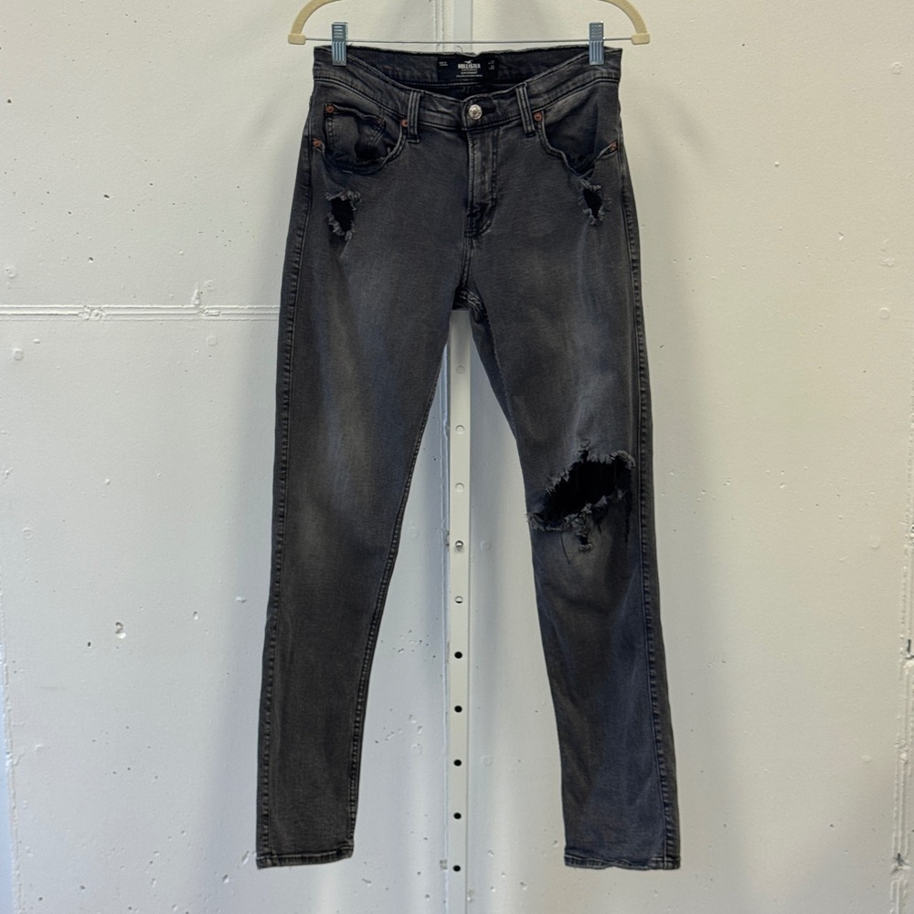 Hollister Slim Straight Advanced Stretch Distressed Black Jeans 31x32 Mens